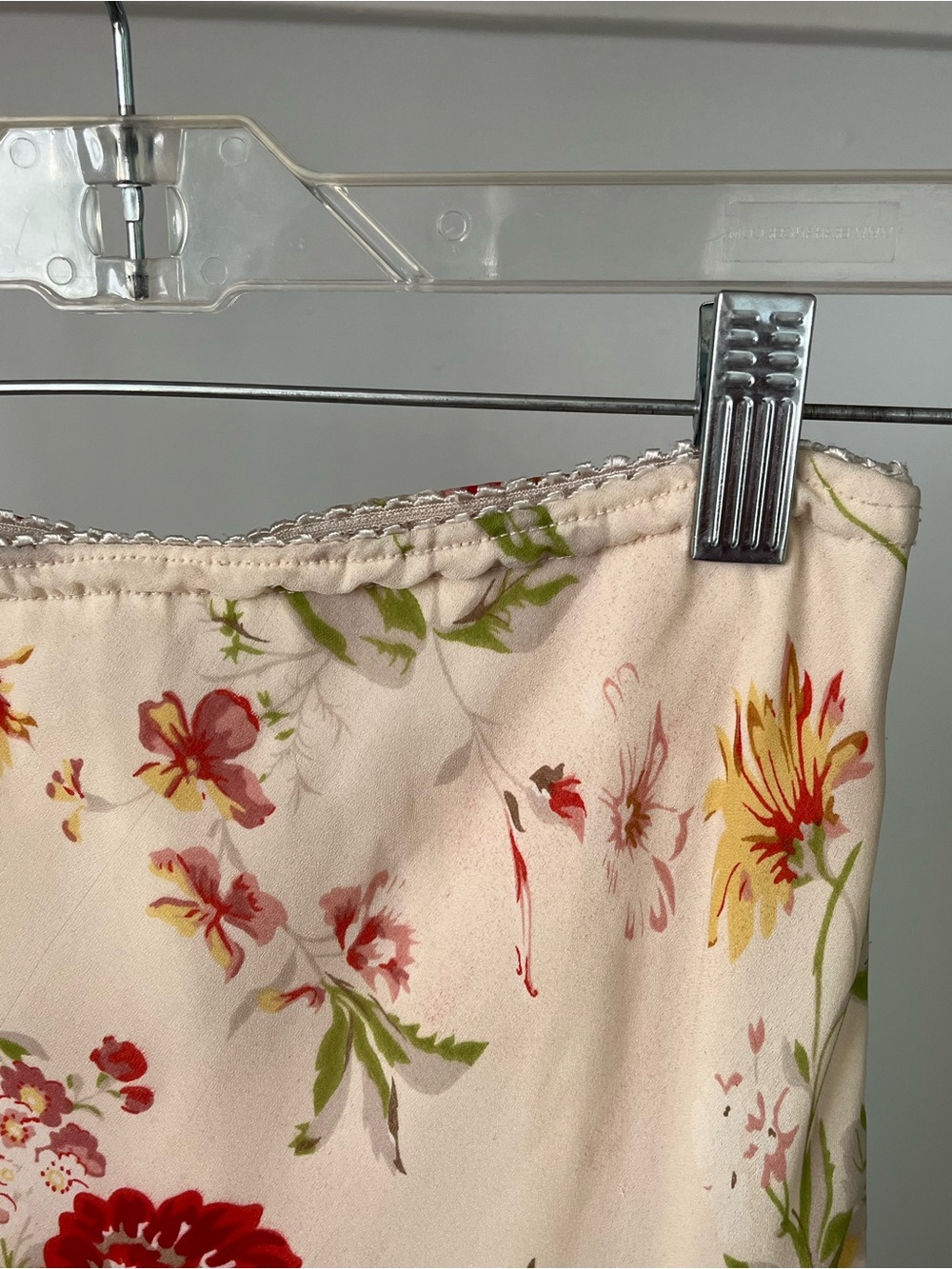 Jessica Petites Ivory Midi Skirt with Red Floral Print - Picture 3 of 13